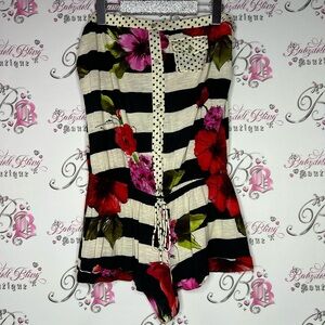 Lucy love romper striped floral pink white cream black green red buttons shorts